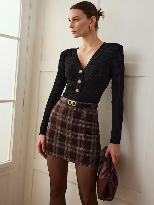 Metal Snowflake V-Neck Slim Sweater sold by COMMENSE