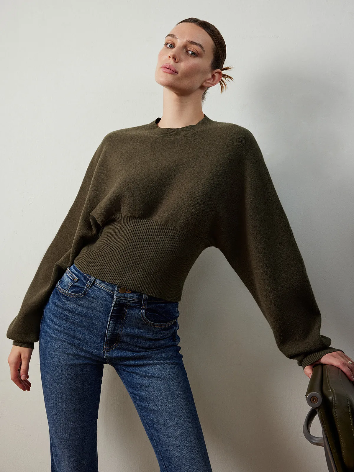 Batwing Sleeve Cinched Sweater sold by COMMENSE product image thumbnail 3
