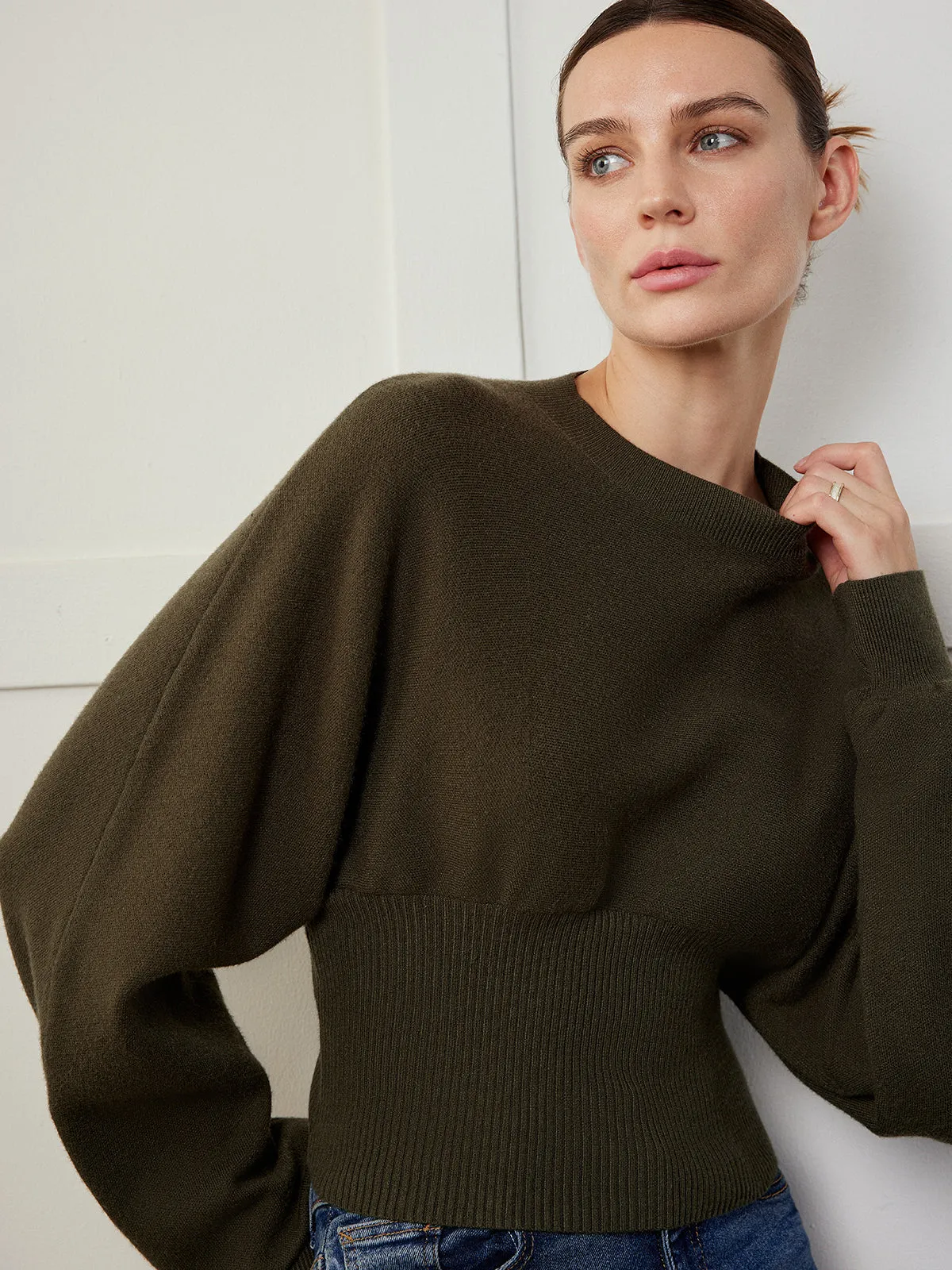 Batwing Sleeve Cinched Sweater sold by COMMENSE product image thumbnail 5