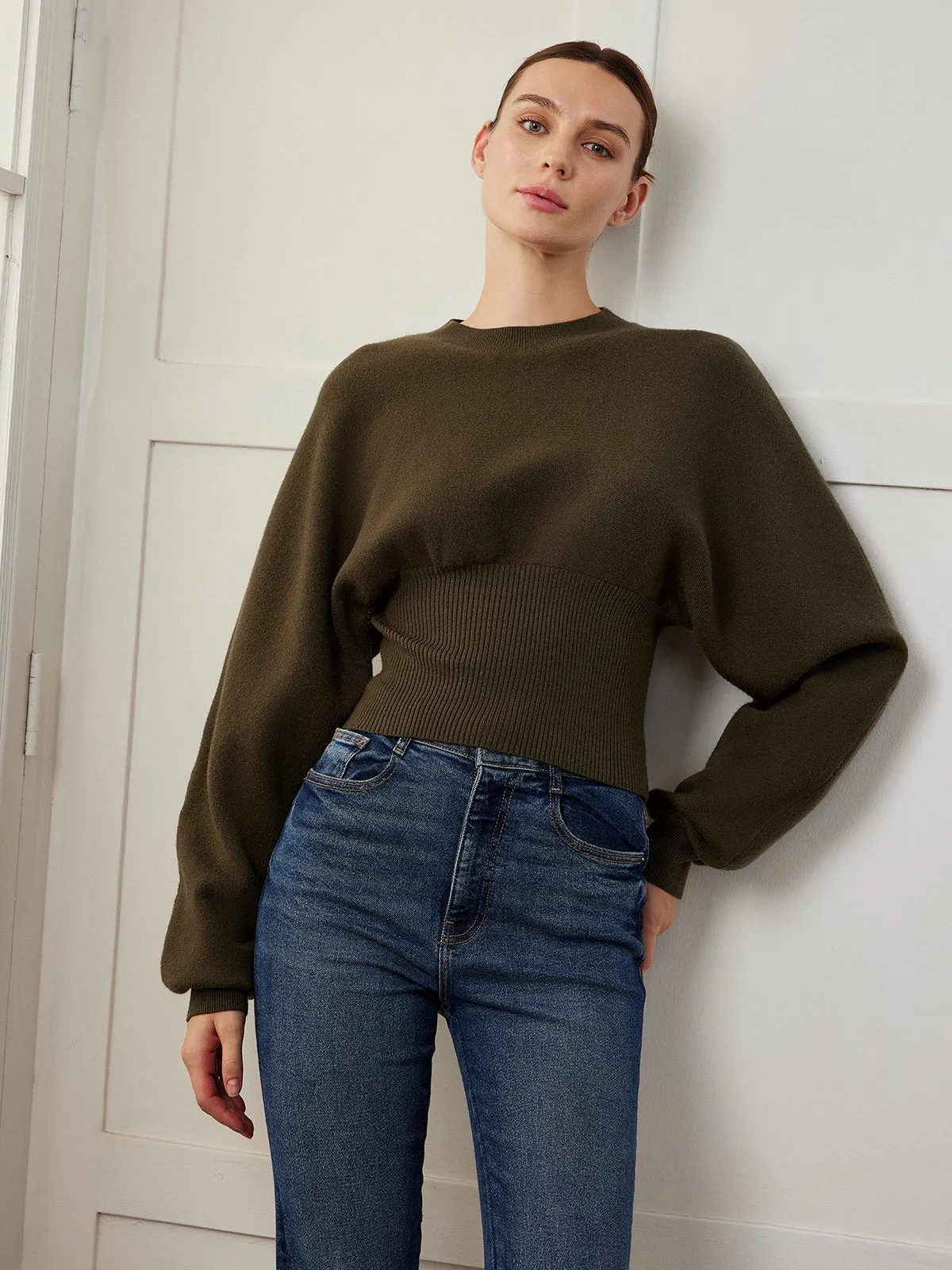Batwing Sleeve Cinched Sweater sold by COMMENSE product image thumbnail 4