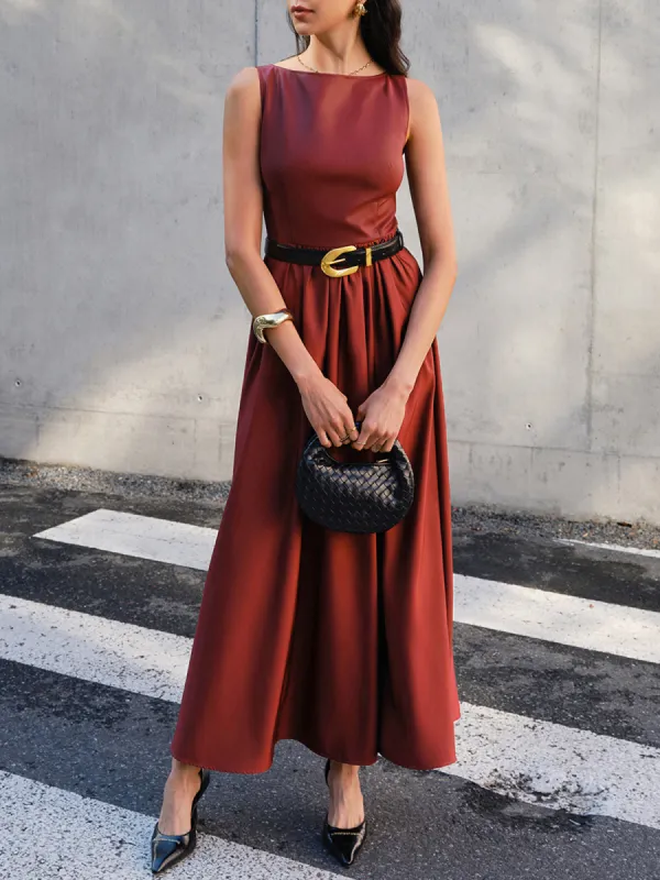 Faux Leather Panel Tank Dress Without Belt sold by COMMENSE