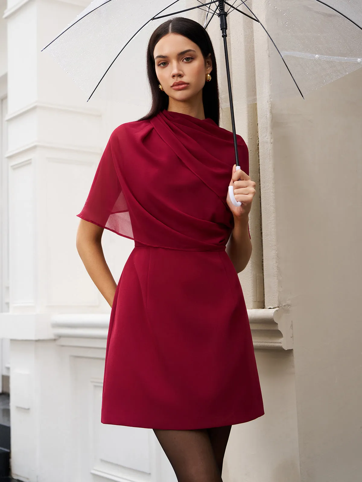 Funnel Neck Backless Zipper Dress sold by COMMENSE product image thumbnail 2