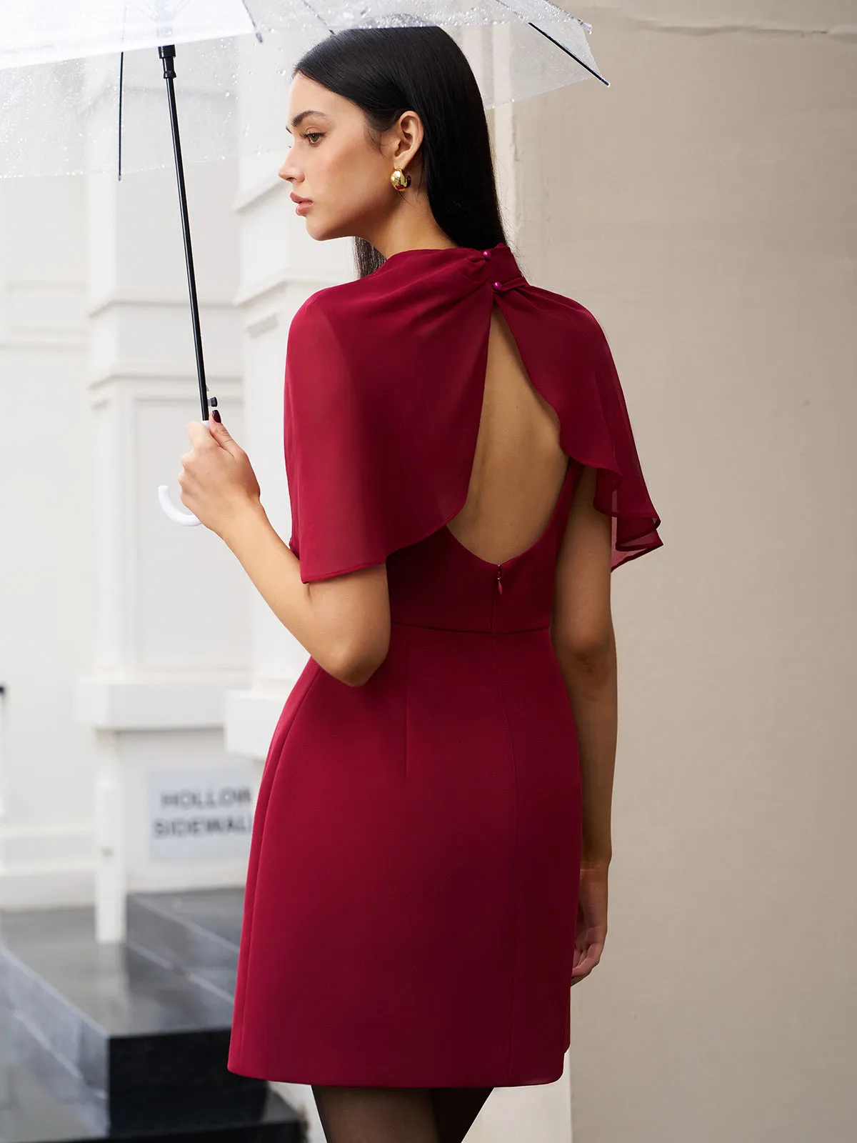 Funnel Neck Backless Zipper Dress sold by COMMENSE product image thumbnail 4
