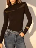 Ribbed Sheer-Detail Skinny Sweater sold by COMMENSE