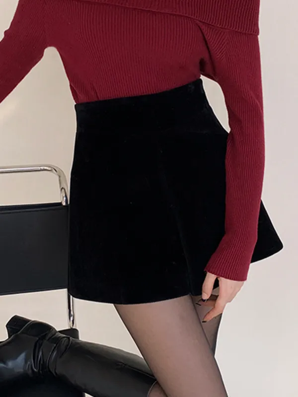 Velvet Wide-Leg Shorts sold by COMMENSE