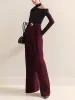 Metal-Belt Pleated High-Waist Pants sold by COMMENSE