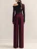 Metal-Belt Pleated High-Waist Pants sold by COMMENSE