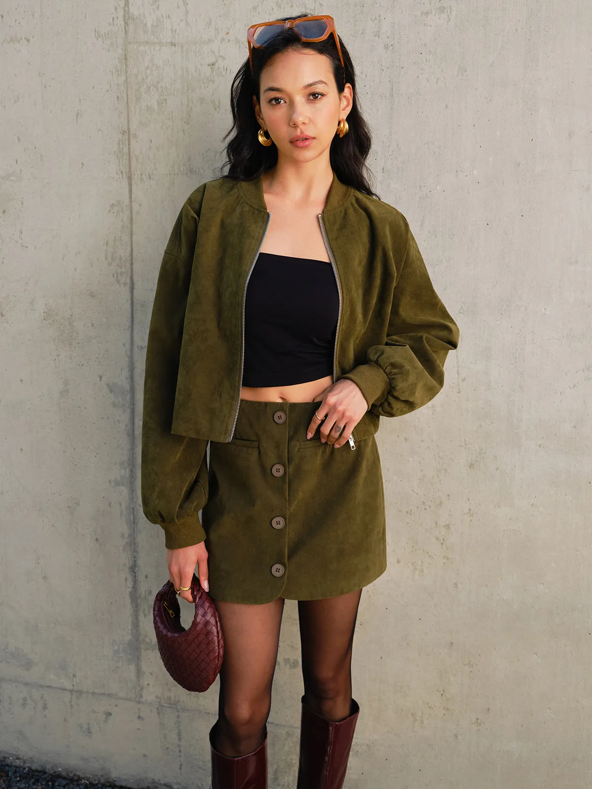 Suede Zipper Short Jacket sold by COMMENSE product image thumbnail 5