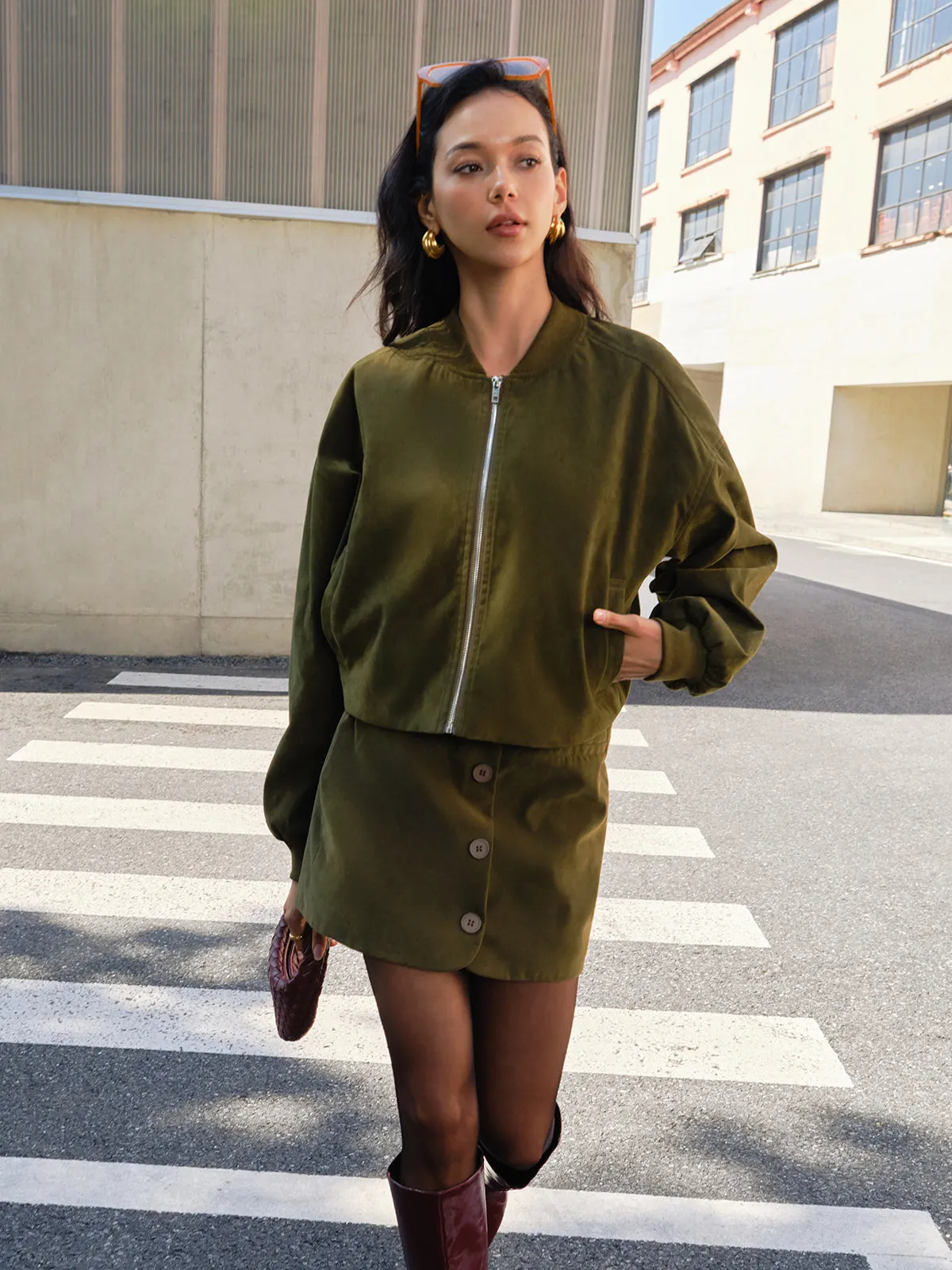 Suede Zipper Short Jacket sold by COMMENSE product image thumbnail 3