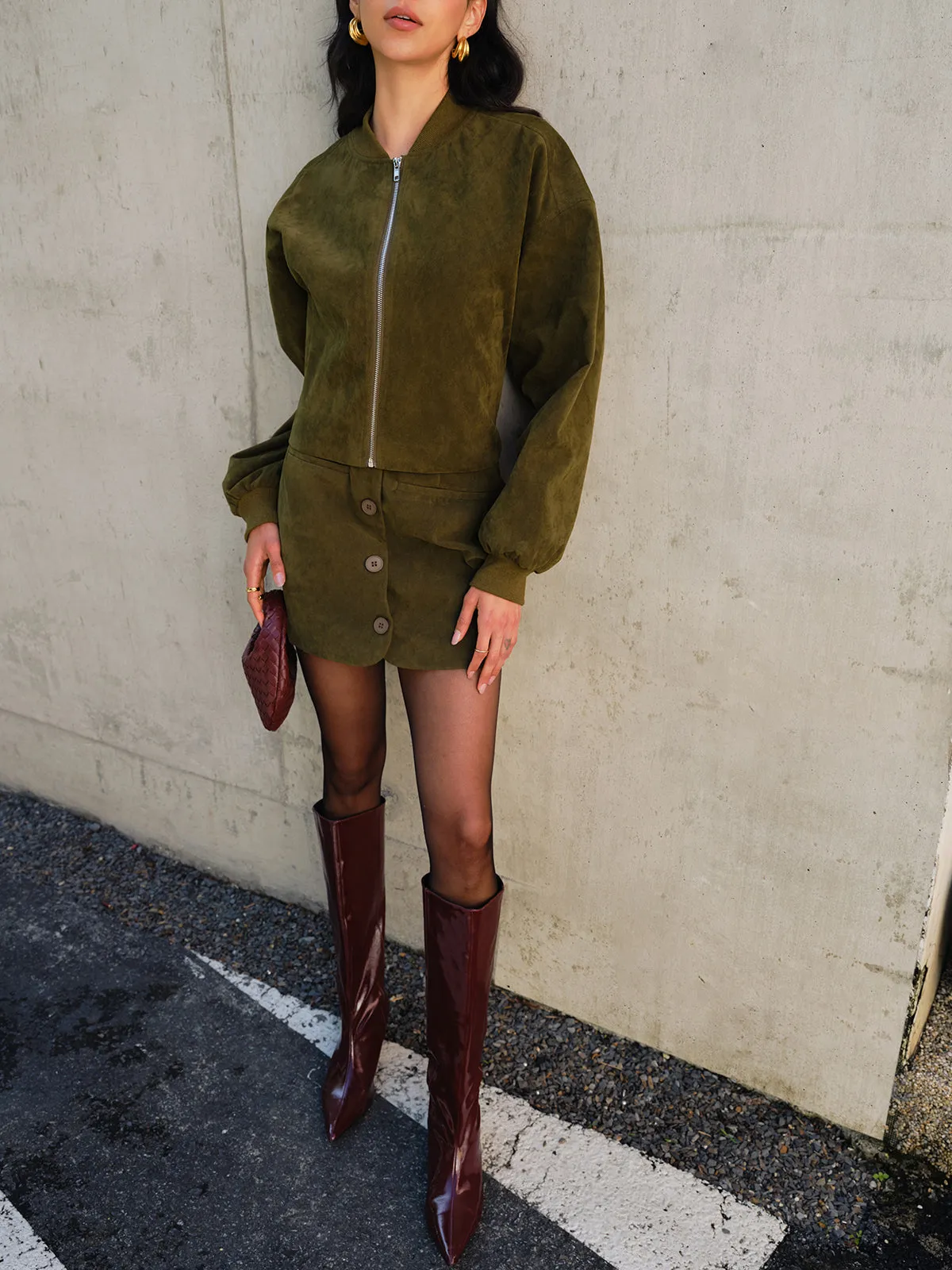 Suede Zipper Short Jacket sold by COMMENSE product image thumbnail 4