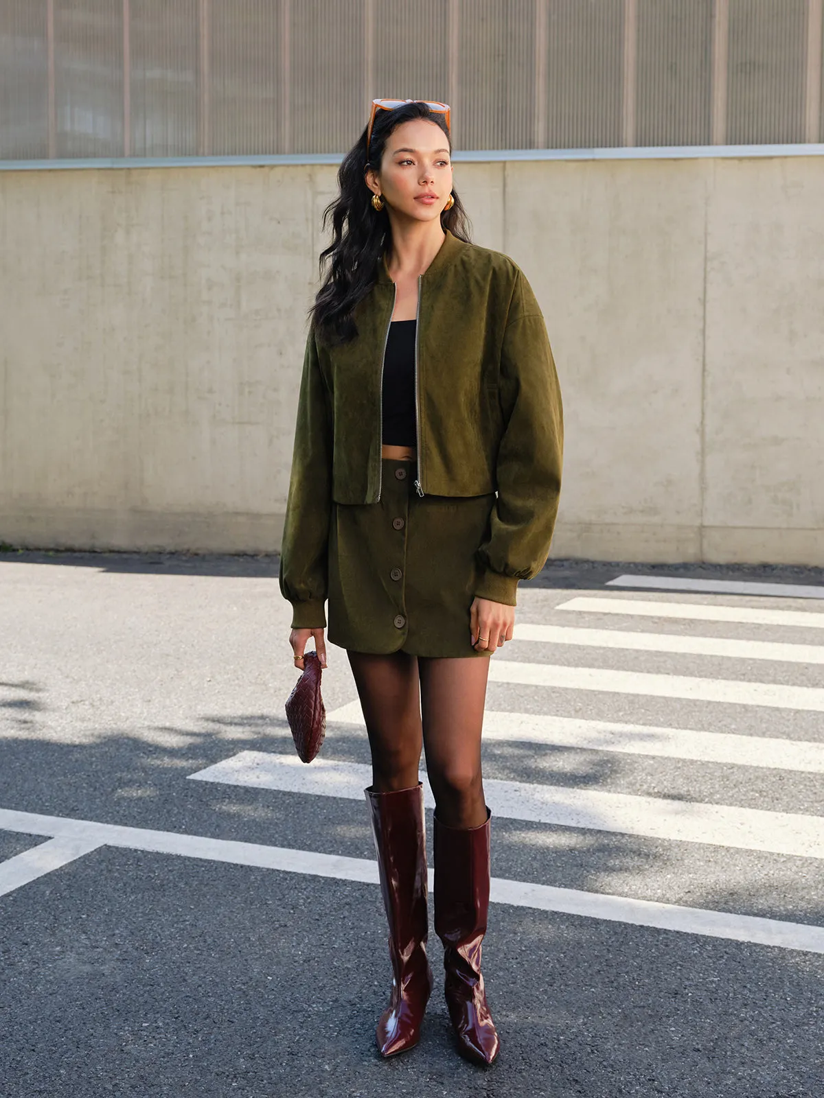 Suede Zipper Mini Skirt sold by COMMENSE product image thumbnail 4