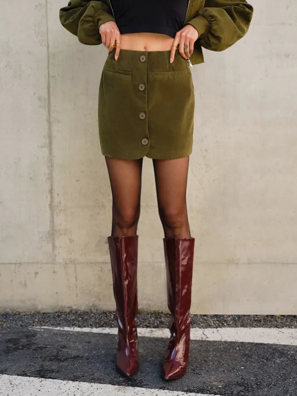 Suede Zipper Mini Skirt sold by COMMENSE