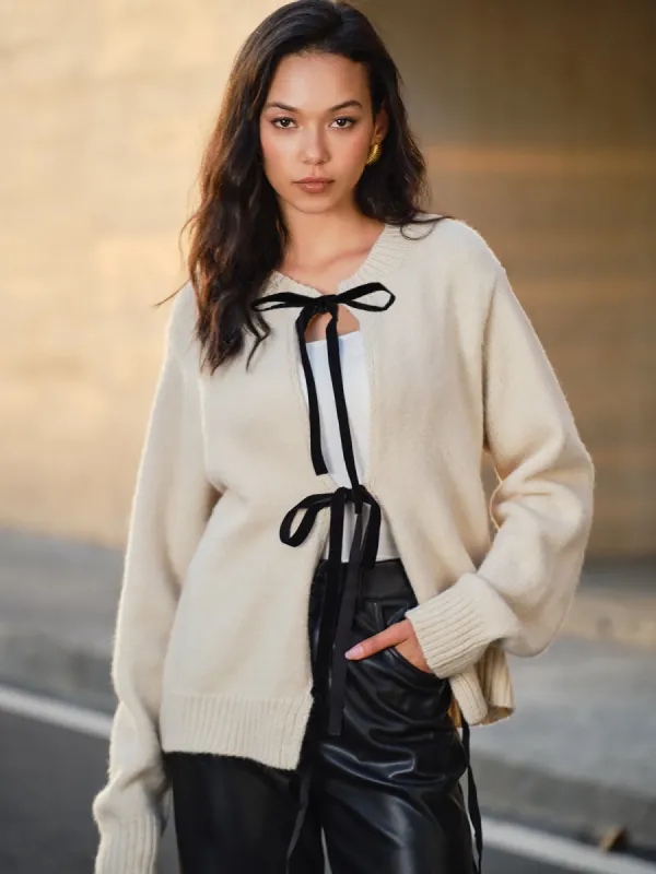 Tie Front Knit Top sold by COMMENSE