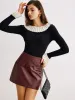 Color Block Pleated Knit Top sold by COMMENSE