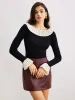 Color Block Pleated Knit Top sold by COMMENSE