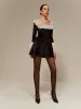 Lace Trim Velvet Short Dress sold by COMMENSE