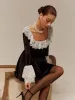 Lace Trim Velvet Short Dress sold by COMMENSE