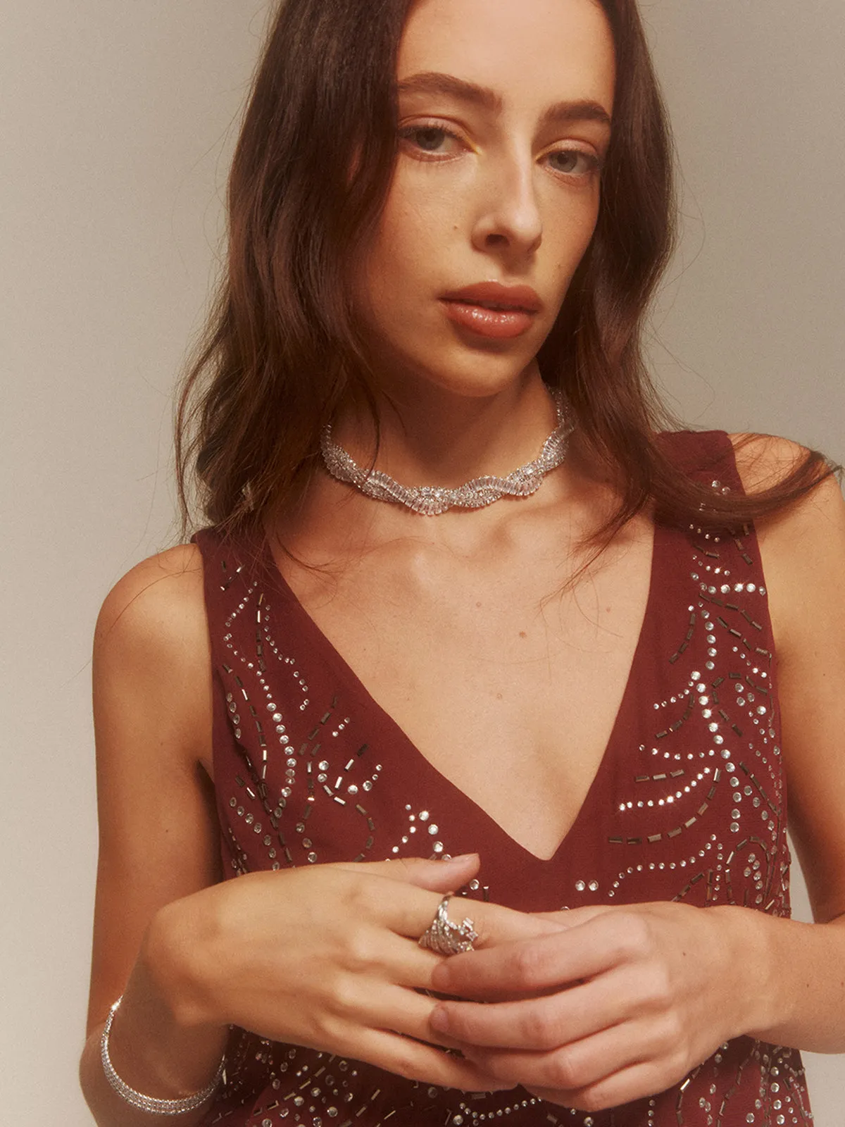 Rhinestone Twist Choker Necklace sold by COMMENSE product image thumbnail 5
