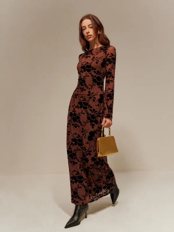 Flock Printed Backless Tie Dress sold by COMMENSE