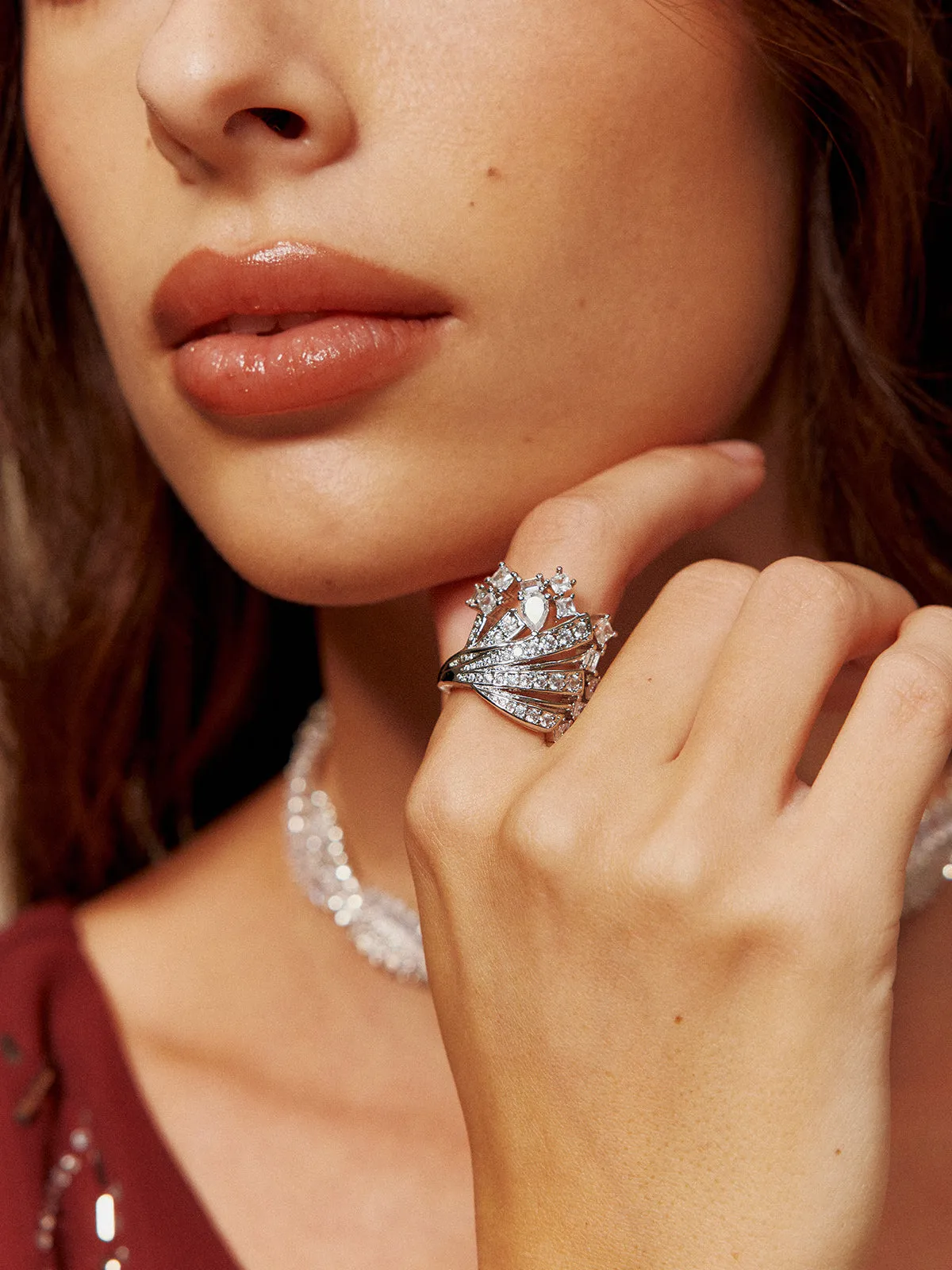 Elegant Irregular Ziron Open Ring sold by COMMENSE product image thumbnail 2