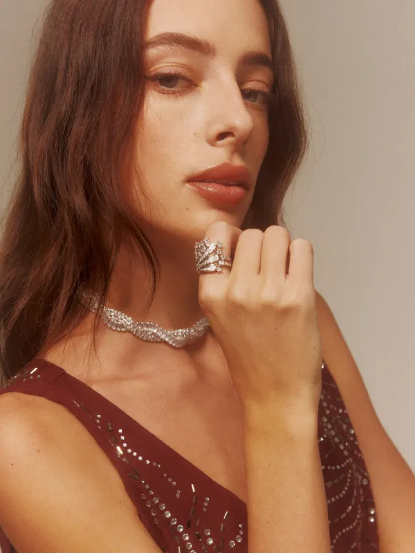 Elegant Irregular Ziron Open Ring sold by COMMENSE