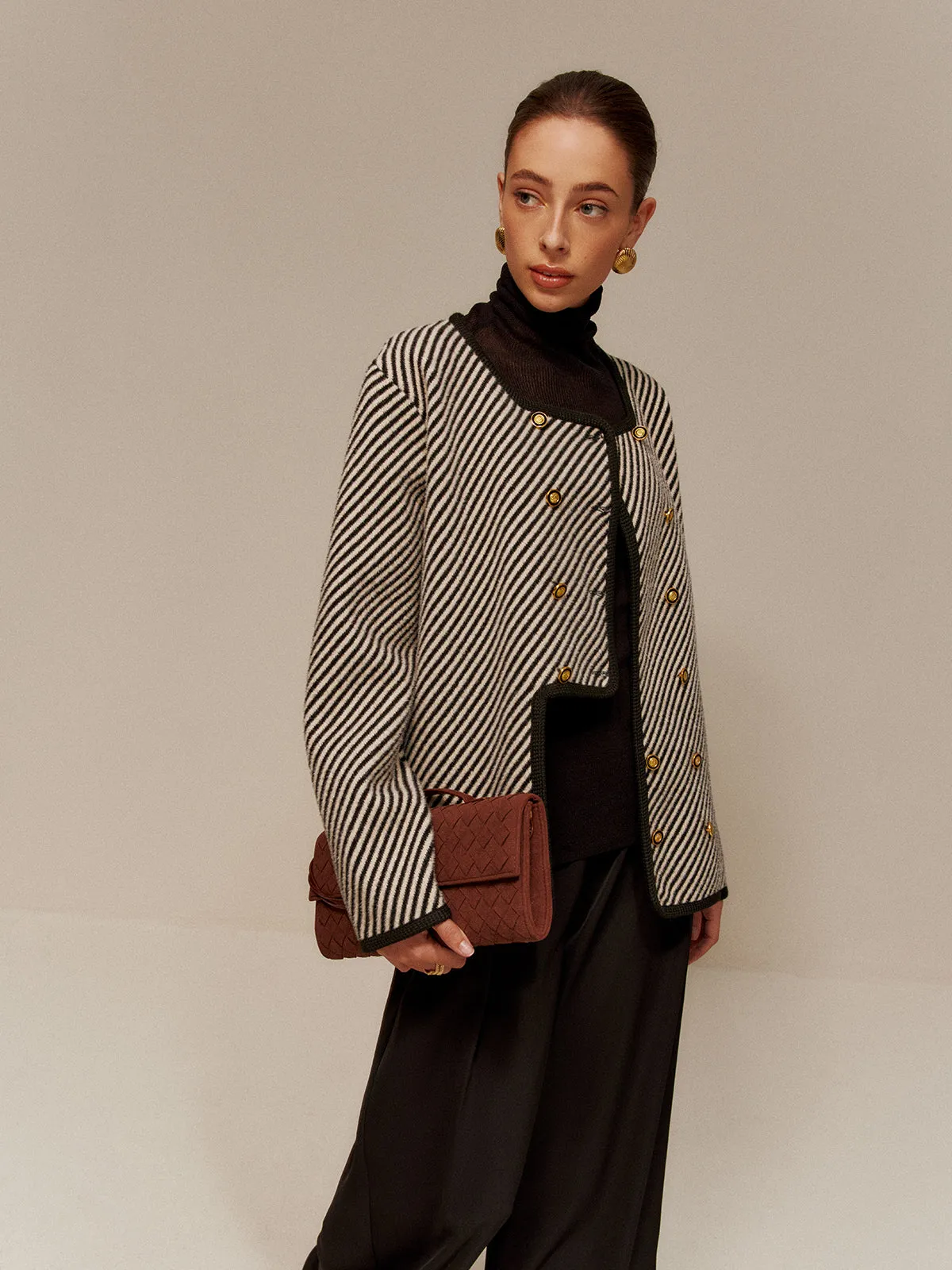 Contrast Binding Button Short Coat sold by COMMENSE product image thumbnail 4