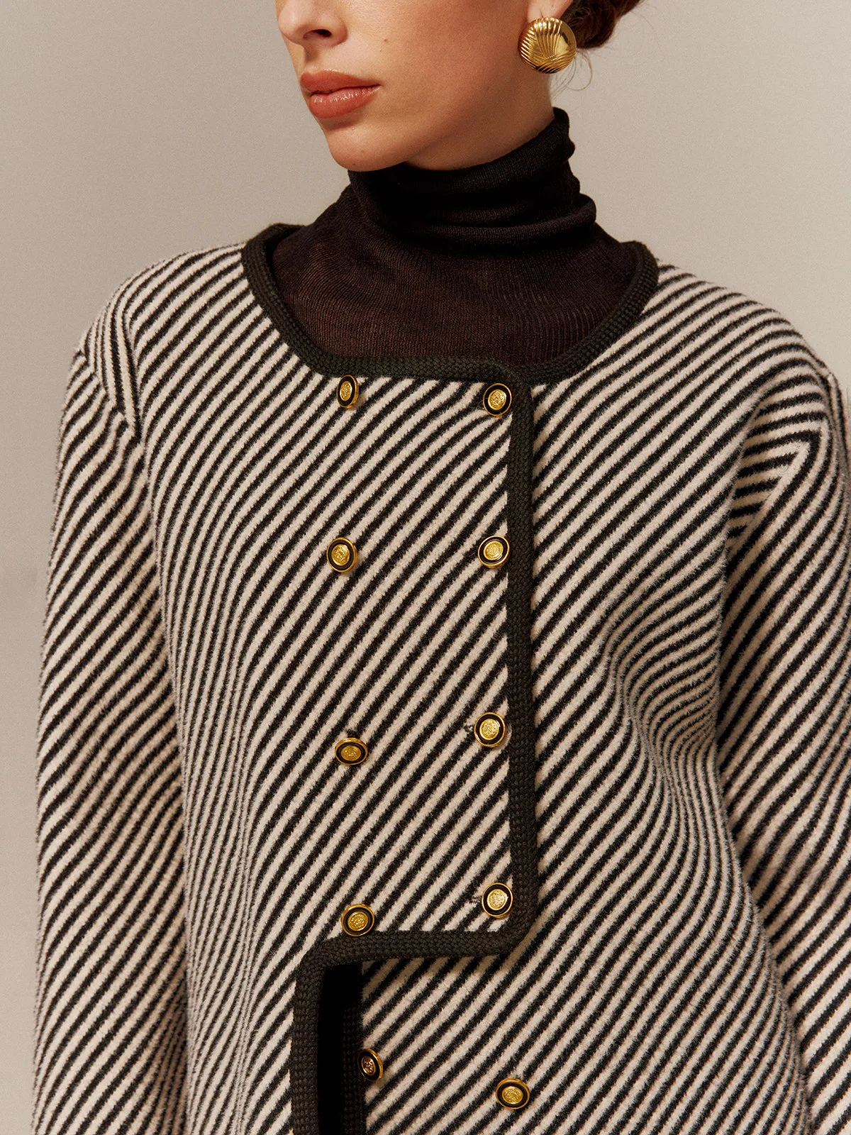 Contrast Binding Button Short Coat sold by COMMENSE product image thumbnail 2