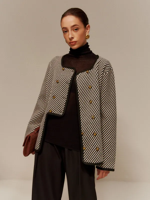 Contrast Binding Button Short Coat sold by COMMENSE