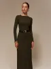 Lettuce Trim Sweater Long Dress Without Belt sold by COMMENSE