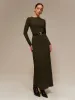 Lettuce Trim Sweater Long Dress Without Belt sold by COMMENSE