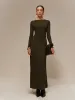 Lettuce Trim Sweater Long Dress Without Belt sold by COMMENSE