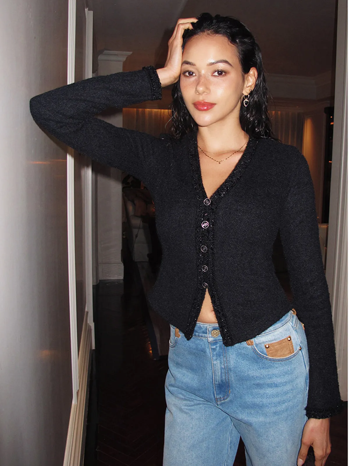 V-Neck Button Petite Blouse sold by COMMENSE product image thumbnail 5