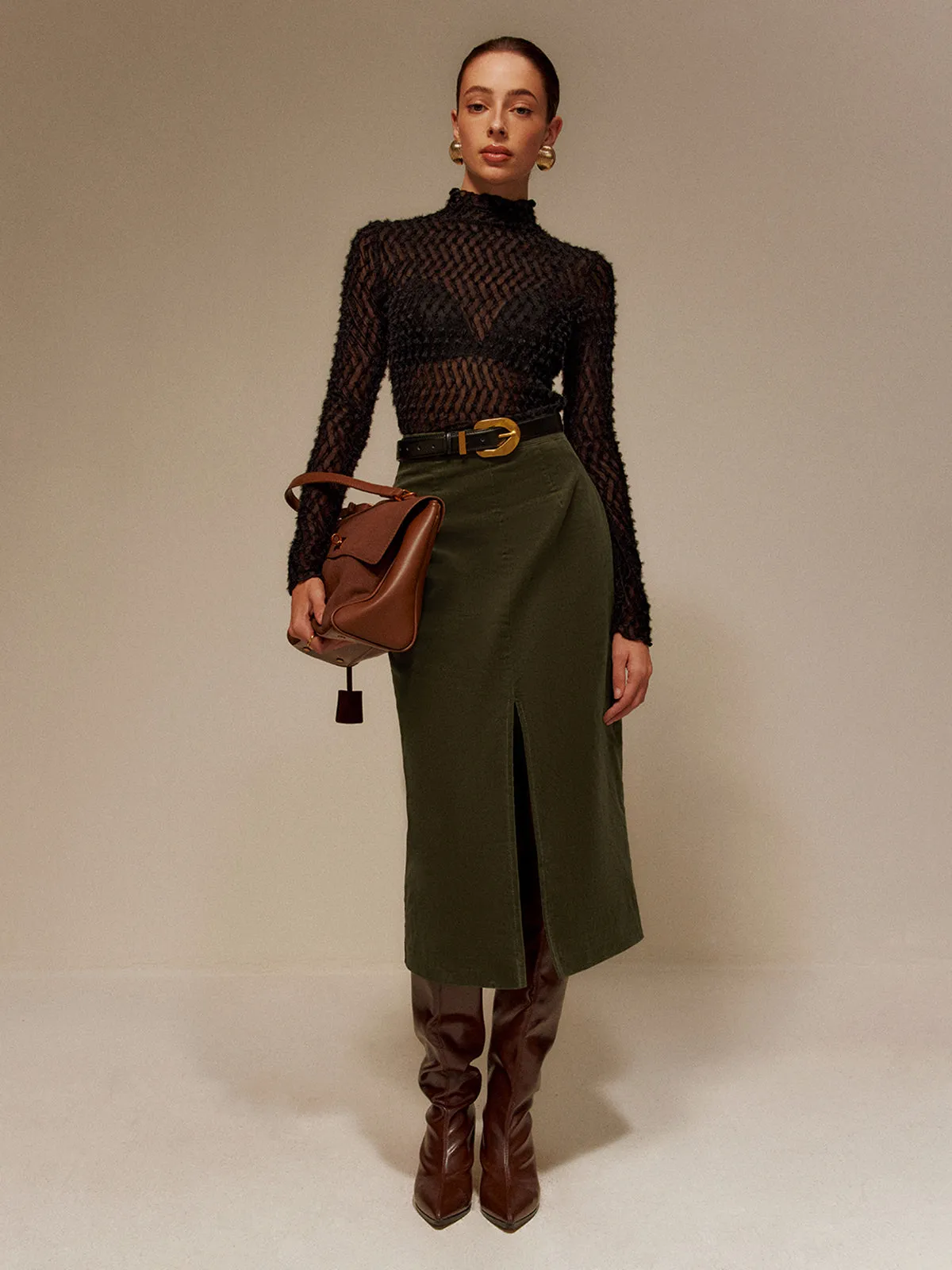 Mock Neck Semi-Sheer T-Shirt sold by COMMENSE product image thumbnail 3