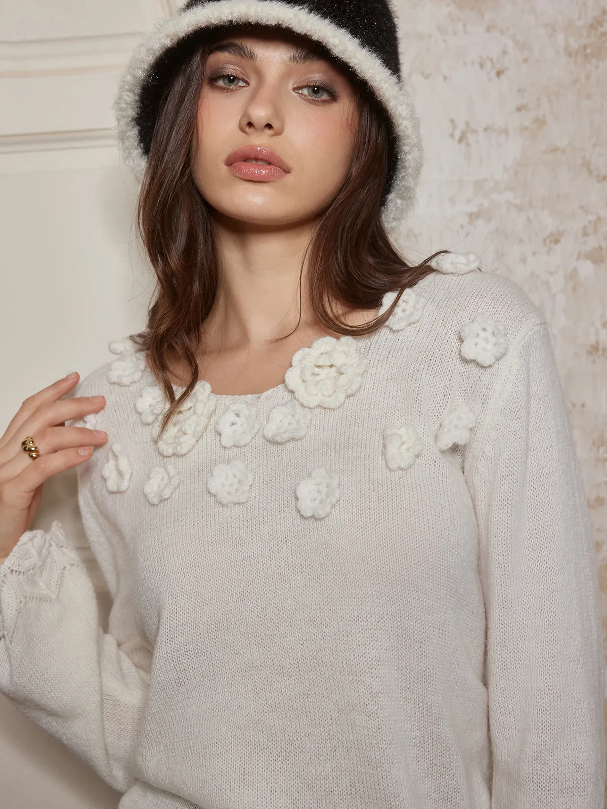 Romance 3D Flower Knit Top sold by COMMENSE product image thumbnail 2