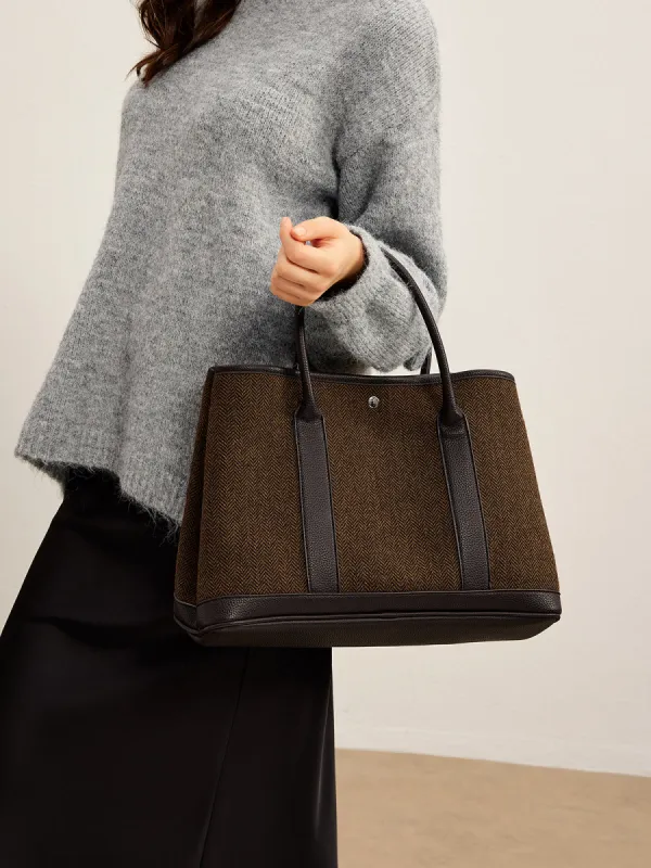 Chevron Button Clasp Tote Bag sold by COMMENSE
