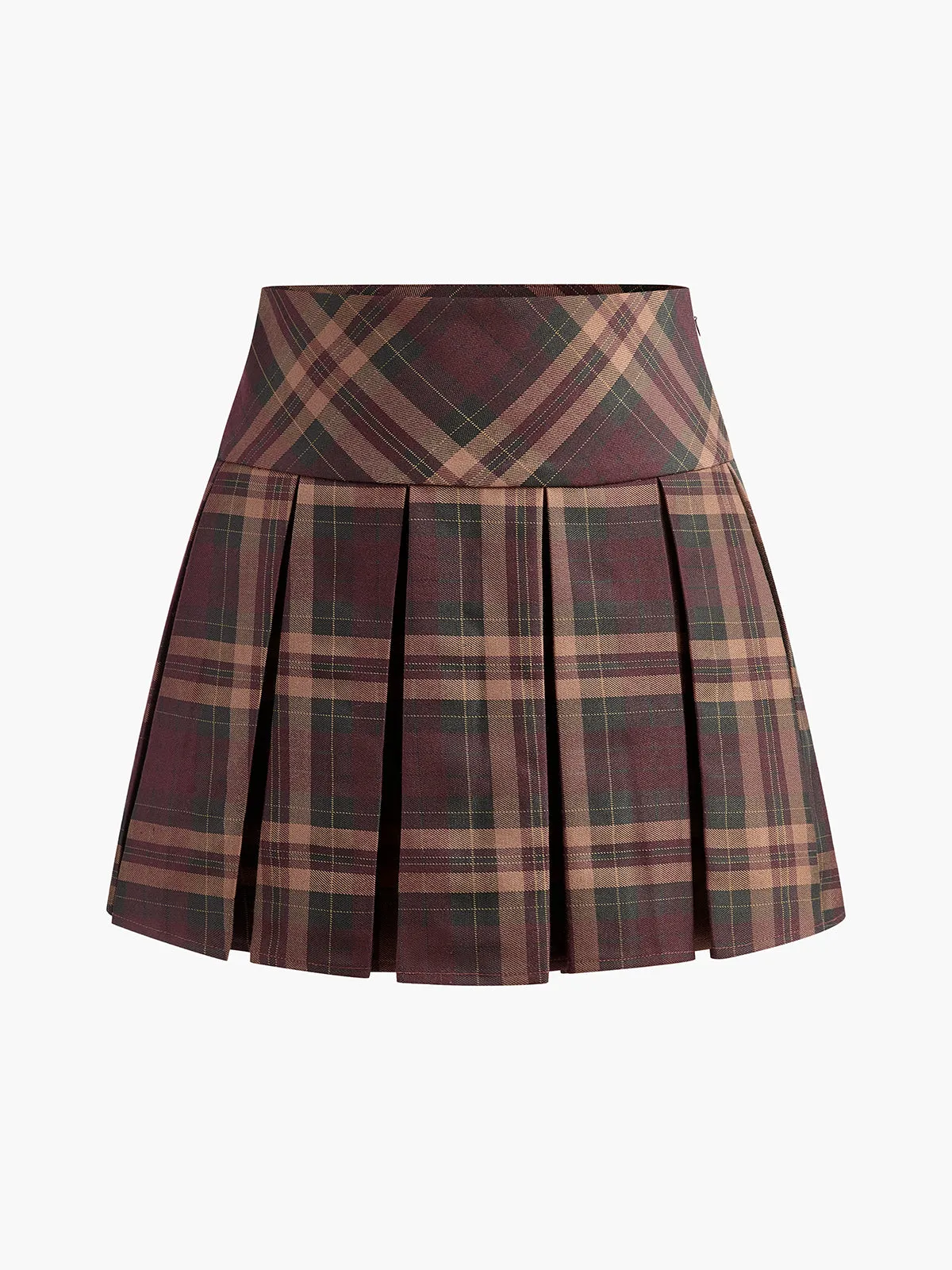 Checked Pleated Mini Skirt sold by COMMENSE