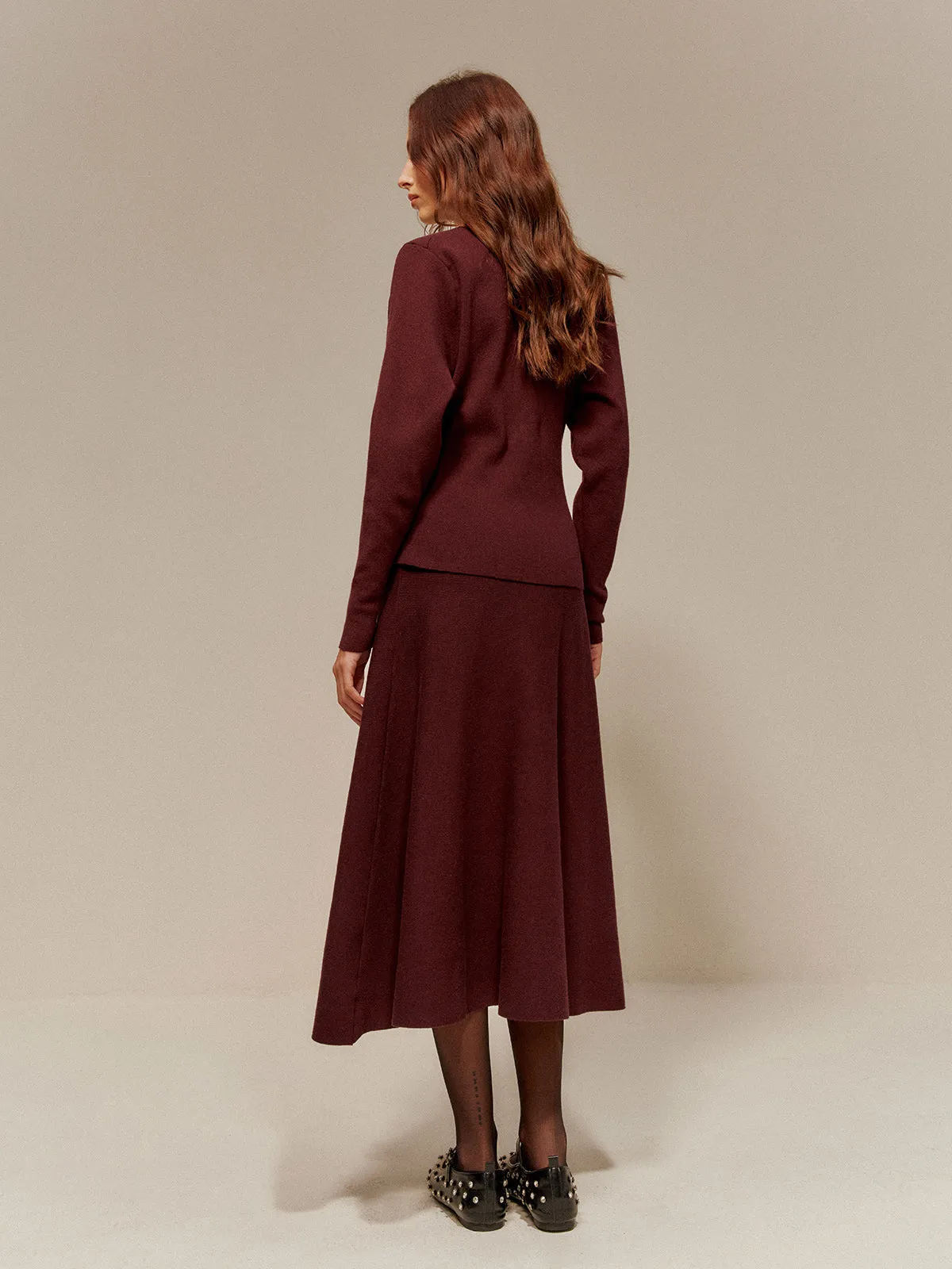 Wool-Blend V-Neck Button Cardigan sold by COMMENSE product image thumbnail 5