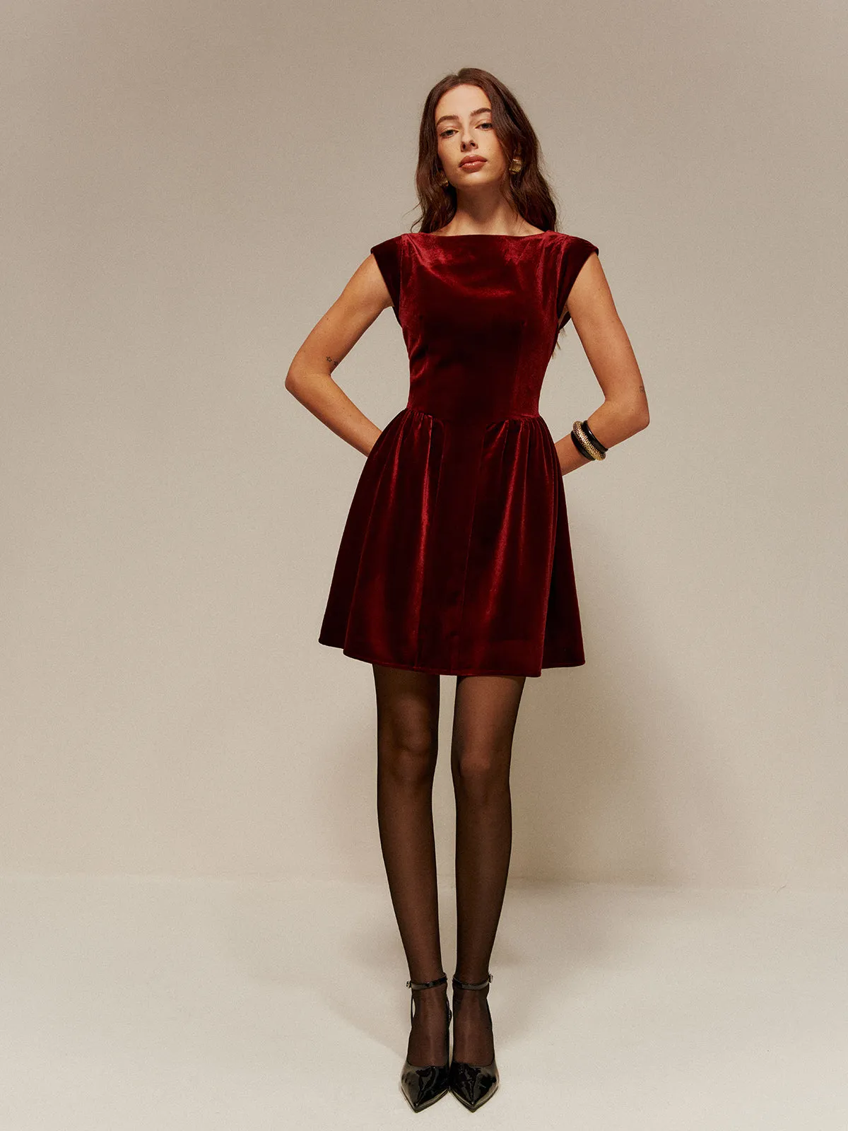 Velvet Pleated Tank Short Dress sold by COMMENSE product image thumbnail 2