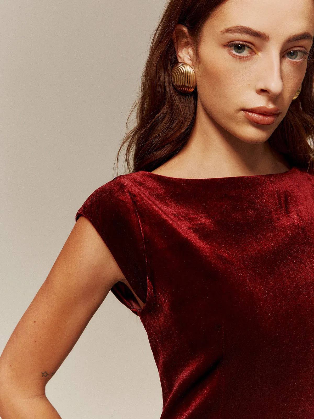 Velvet Pleated Tank Short Dress sold by COMMENSE product image thumbnail 5