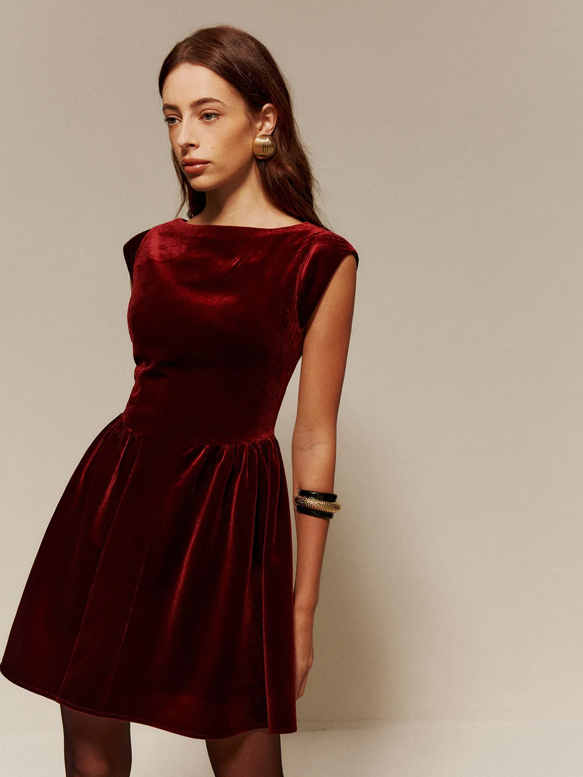 Velvet Pleated Tank Short Dress sold by COMMENSE product image thumbnail 3