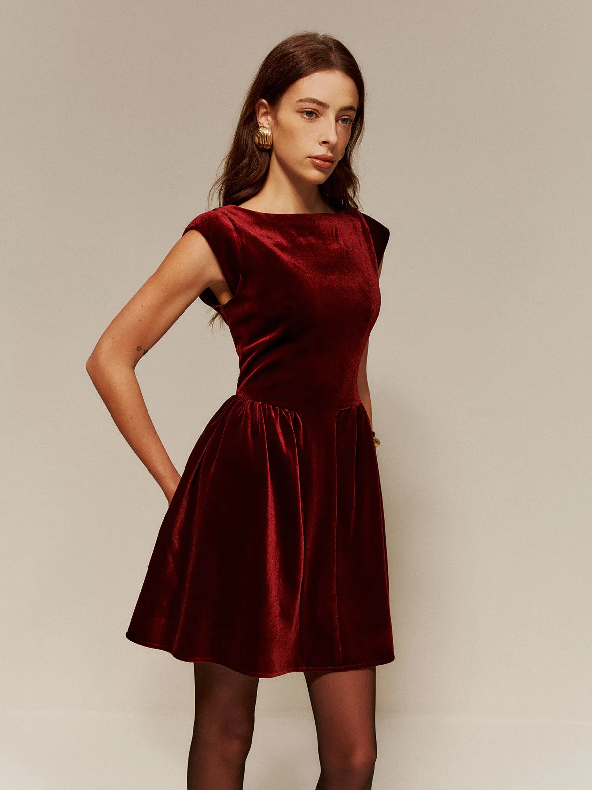 Velvet Pleated Tank Short Dress sold by COMMENSE