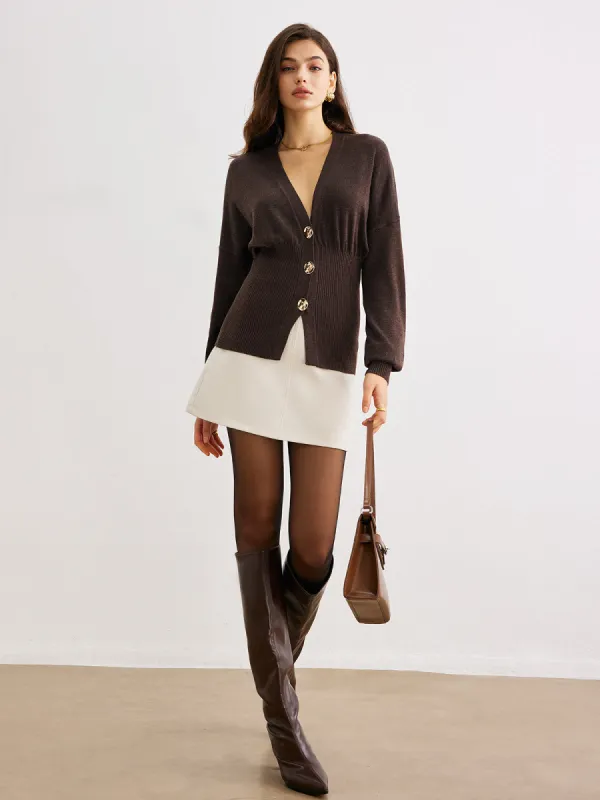 Wool-Blend Cinched Button Knit Outerwear sold by COMMENSE
