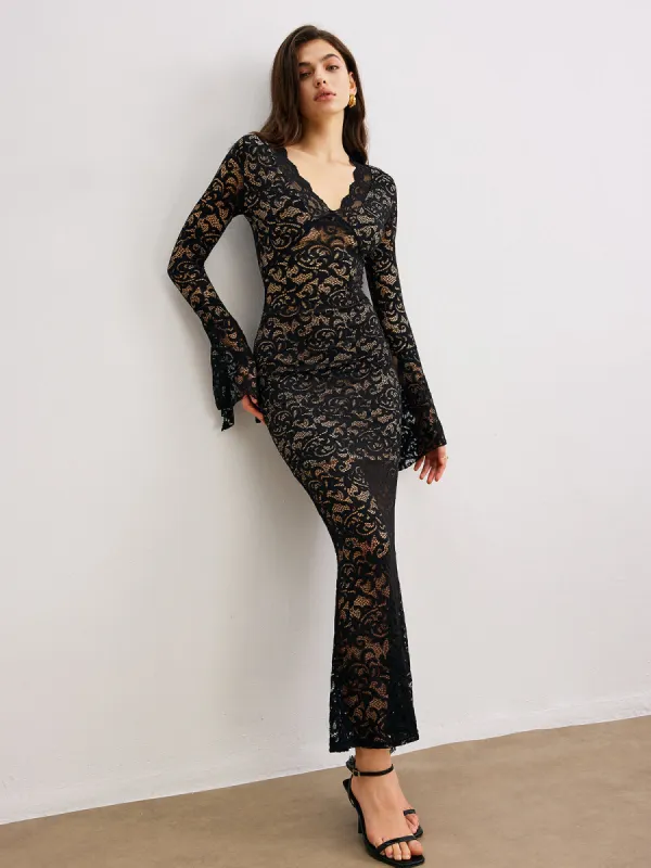 Contrast Binding Lace Dress sold by COMMENSE