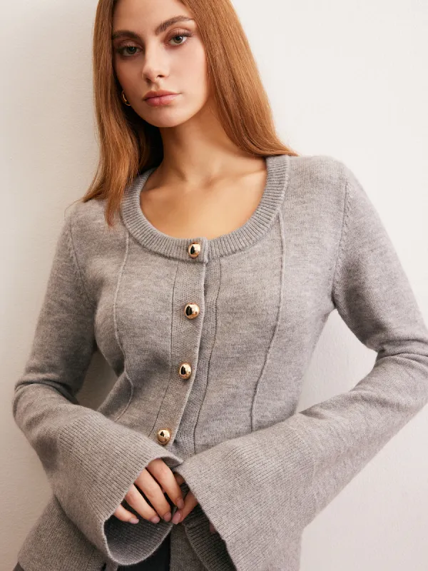 Breasted Bell Sleeve Slim Cardigan sold by COMMENSE