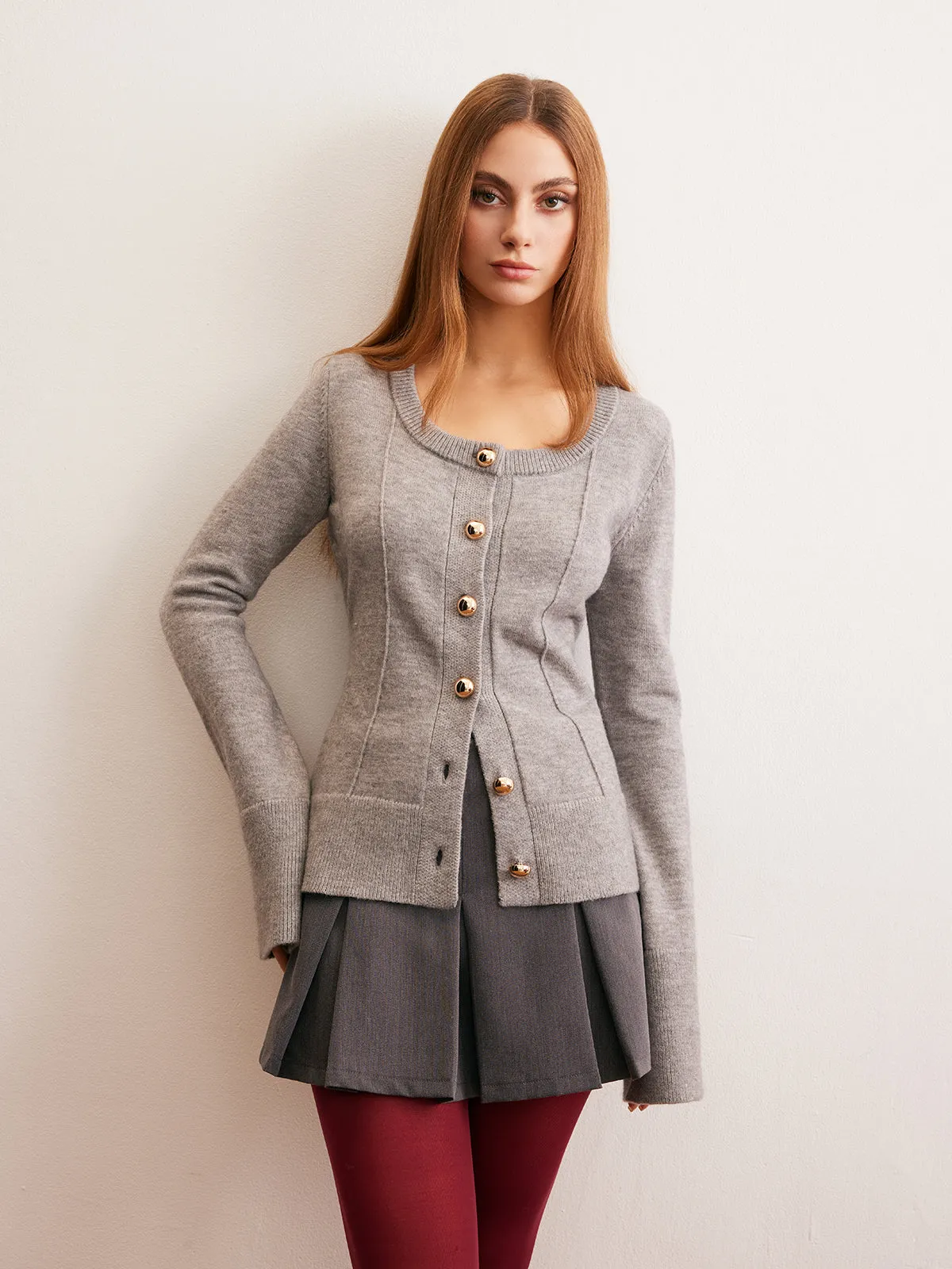 Breasted Bell Sleeve Slim Cardigan sold by COMMENSE product image thumbnail 2