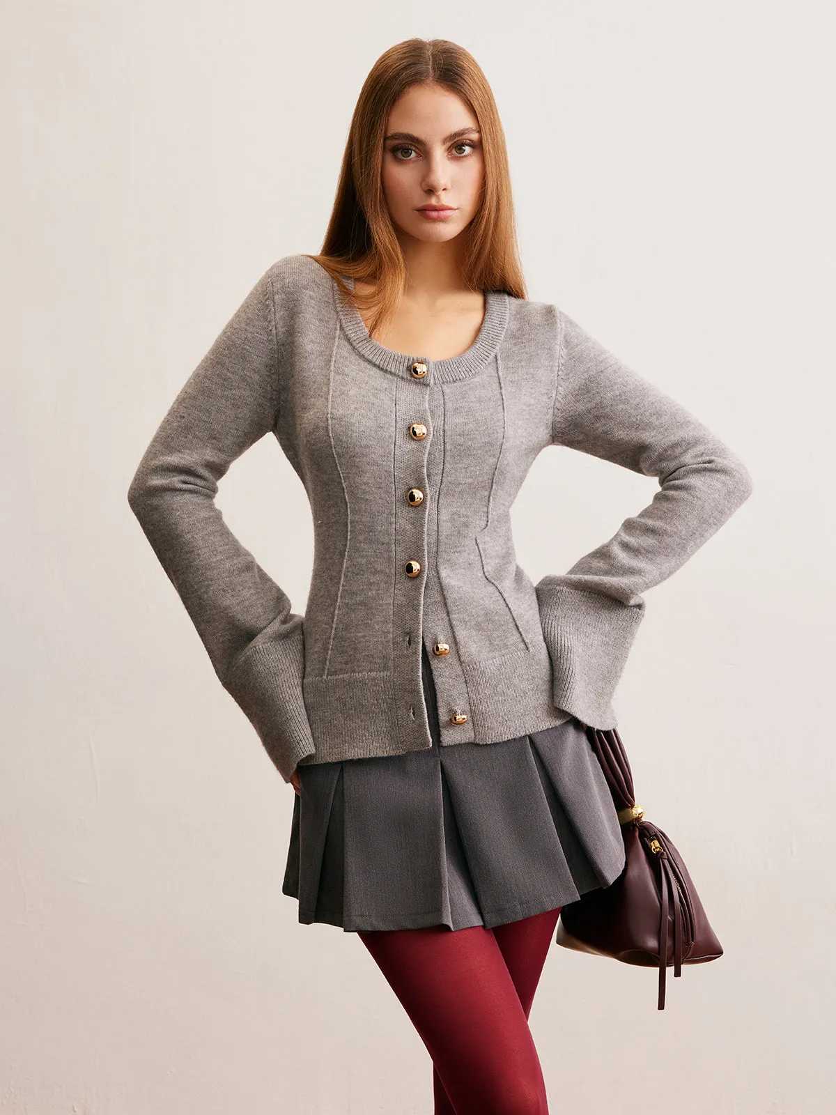 Breasted Bell Sleeve Slim Cardigan sold by COMMENSE product image thumbnail 5