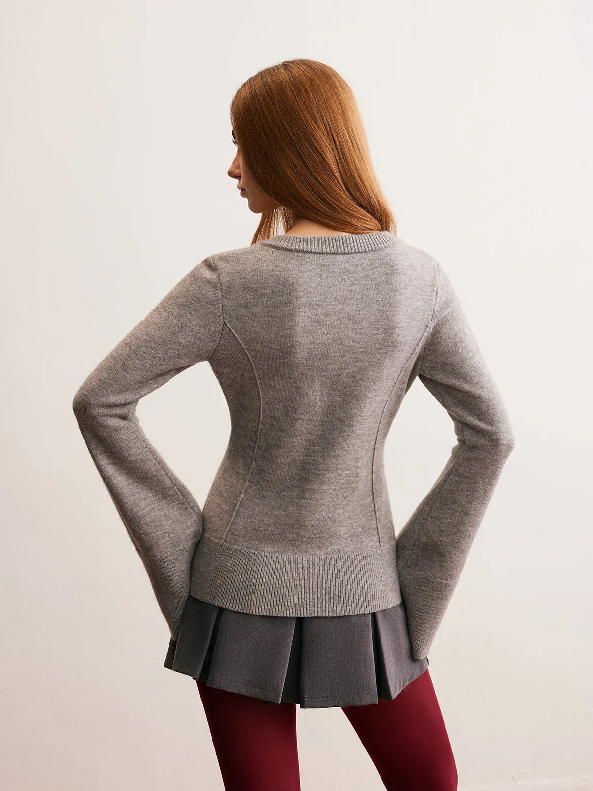 Breasted Bell Sleeve Slim Cardigan sold by COMMENSE product image thumbnail 4