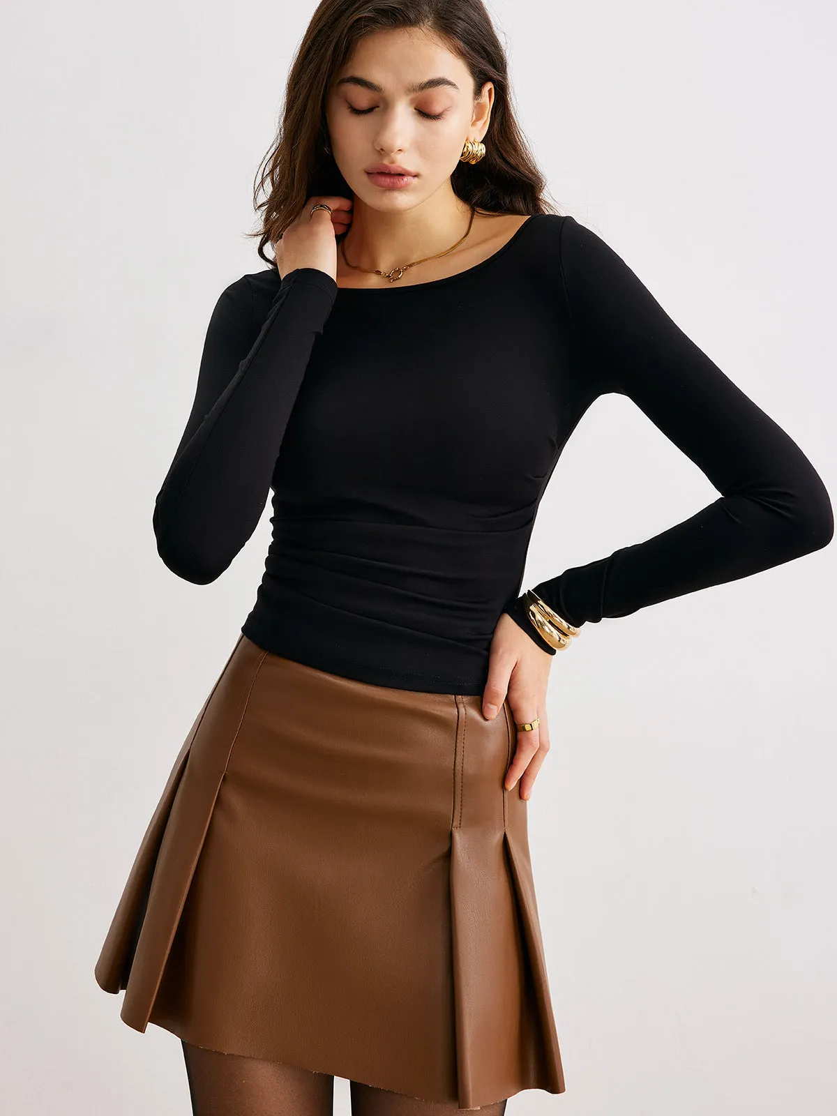 Metal-Detail Backless Jersey Top sold by COMMENSE product image thumbnail 2