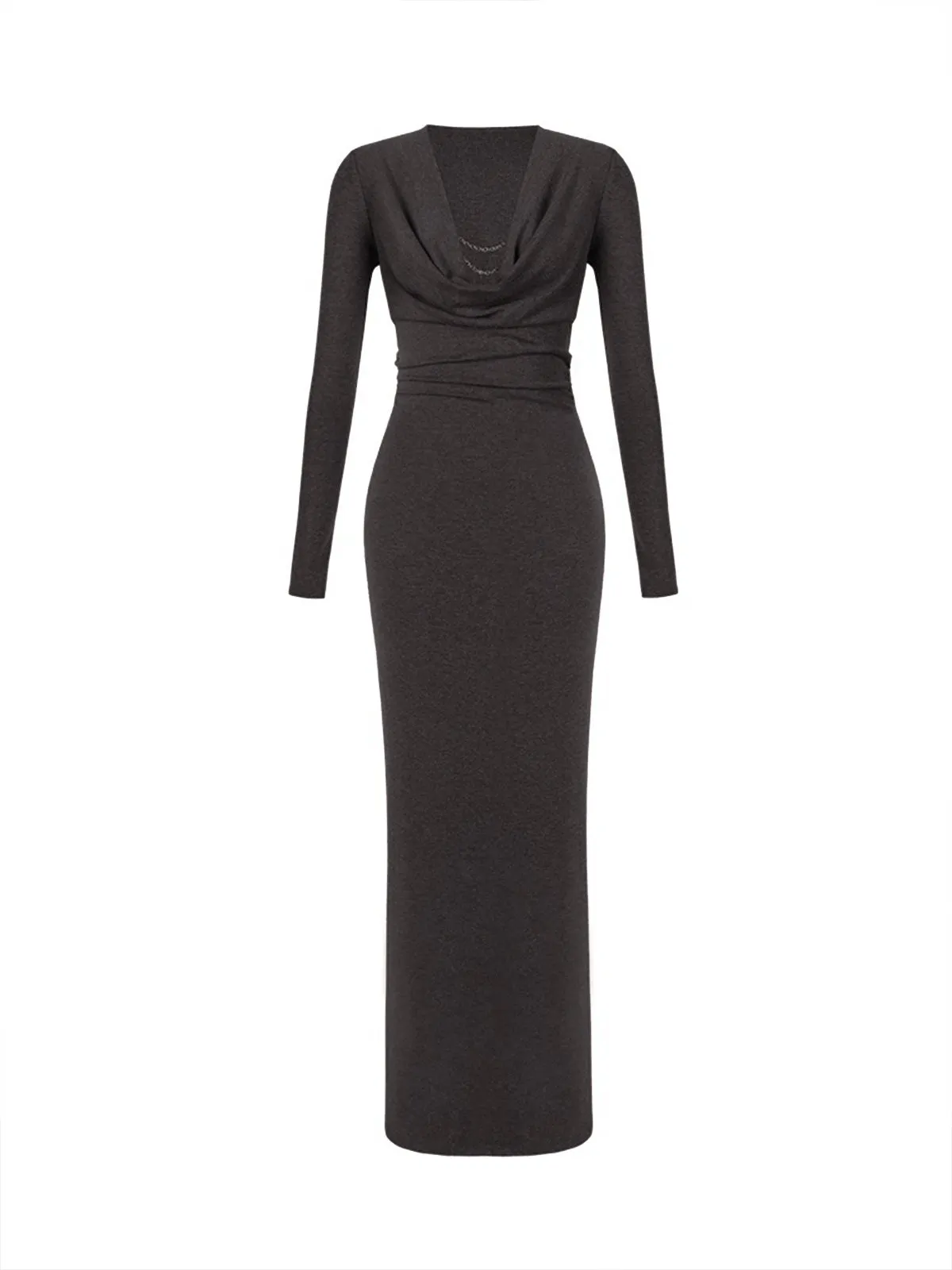 Metal-Detail Cowl Neck Slim Jersey Dress sold by COMMENSE product image thumbnail 5