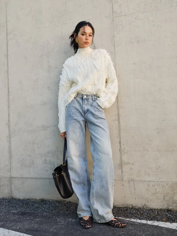 Raw Hem Turtleneck Sweater sold by COMMENSE